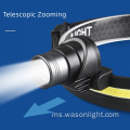 Wason Terkini Popular Popular Hot Cob Silicone Rubber Band Headlamp boleh dicas semula Rightweight Sensor LED Head Band Lamp
